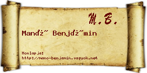 Manó Benjámin névjegykártya